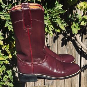Justin Ropers Western Burgundy  Cowboy Boots Womens Size 4.5 B